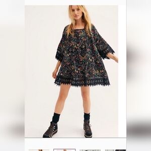 Free People Black Floral Tunic